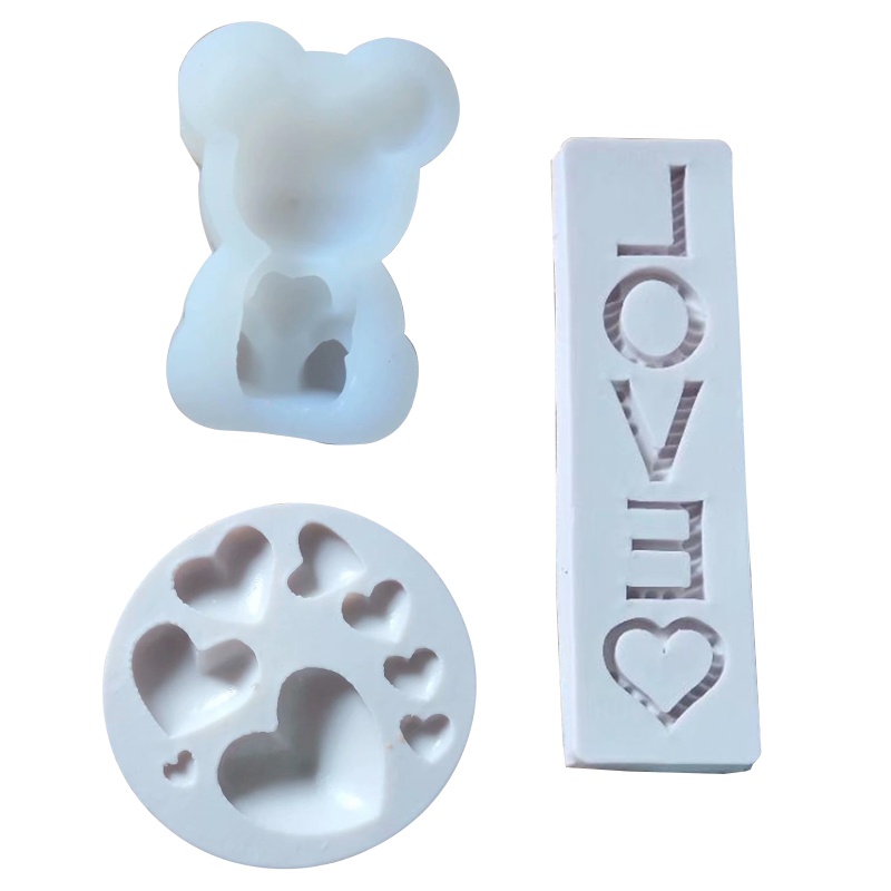 Khuôn silicone làm bánh hình trái tim / gấu/ LOVE 3D
