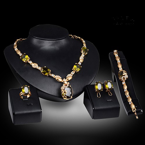 Bộ Trang Sức Đính Đá Zircon Phong Cách Retro Thời Trang Dành Cho Nữ