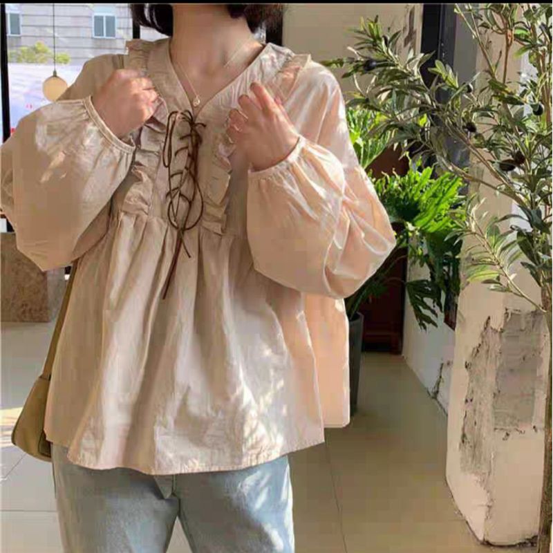 áo babydoll đan dây vintage ảnh thật