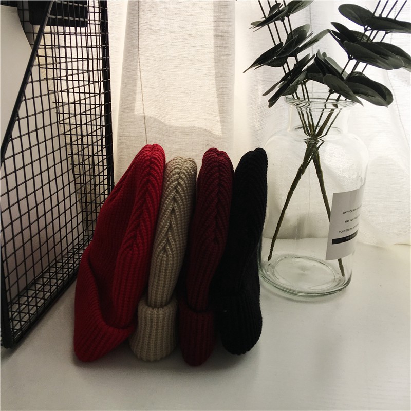 Nón len thời trang phối màu trơn đơn giản phong cách unisex