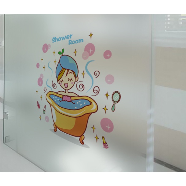 Decal trang trí tường - Ngâm bồn tắm cùng cô gái nhỏ