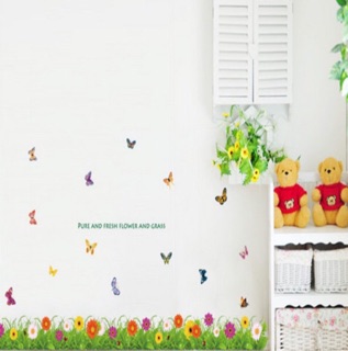 Decal dán chân tường hoa bướm mẫu 5