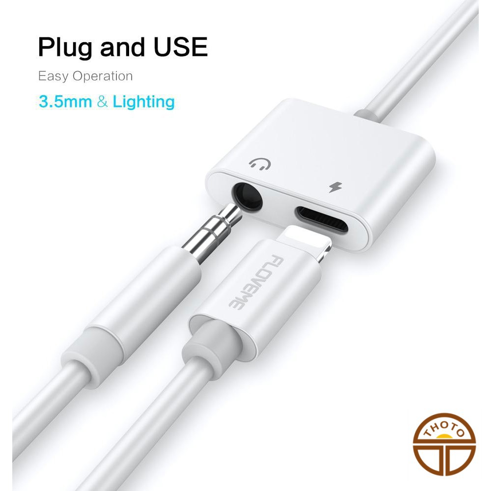 [Bảo hành 12 tháng] Cáp chuyển tai nghe iPhone (Lightning to 3.5mm Adapter) chia 2 jack vừa sạc vừa nghe nhạc