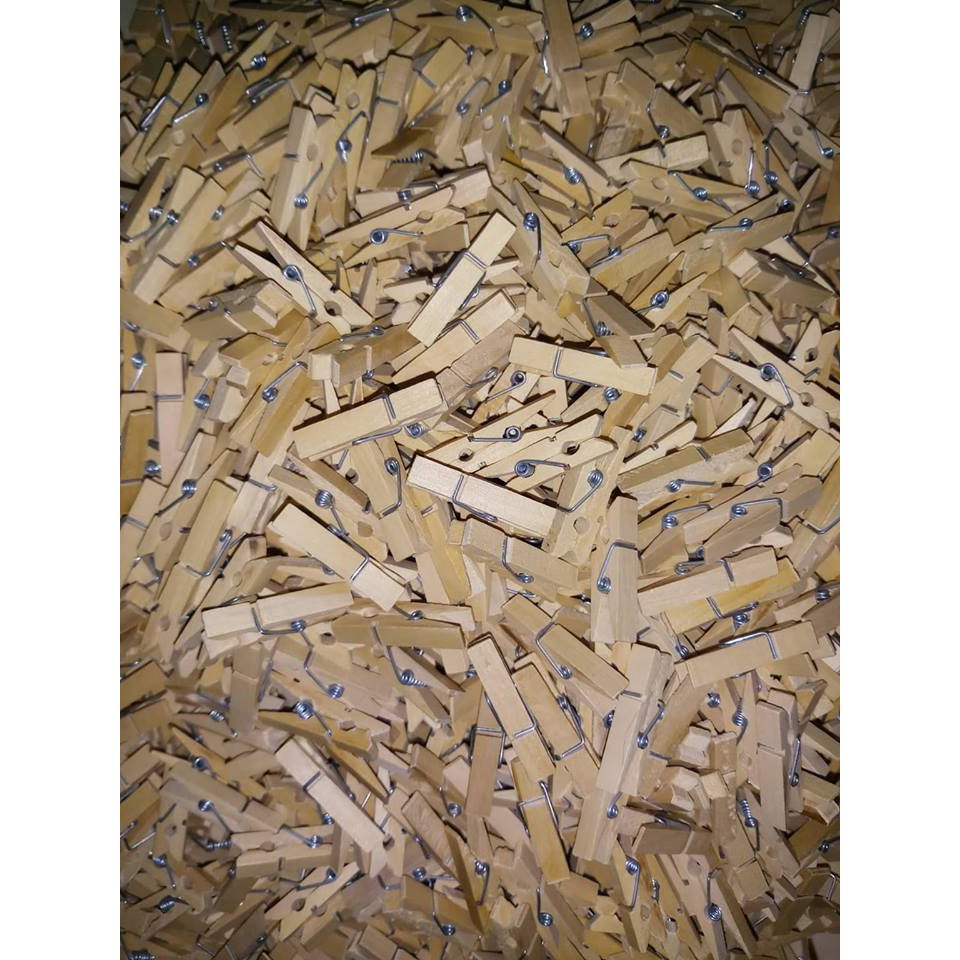 Set 100 kẹp gỗ, kẹp màu 35mm + 10m dây treo