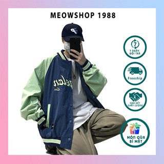 Áo khoác dù bomber form cánh dơi rộng logo thêu nổi bên trong lót da dày đẹp FreeSize dưới 65kg