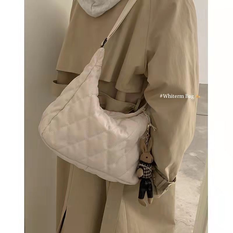 Túi Tote Đeo Chéo Vai Bằng Vải Nylon Thời Trang Hàn Quốc Mới 2022túi đeo chéo nữ màu đen  trần trám dáng tròn dây bản to màu trắng học sinh  túi canvas đeo chéo