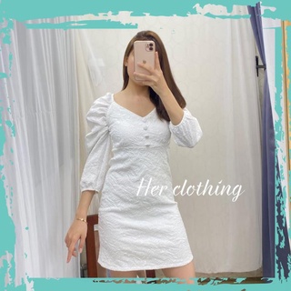 Đầm dự tiệc vải gấm màu trắng vải may 2 lớp cực xịn mã gamnut