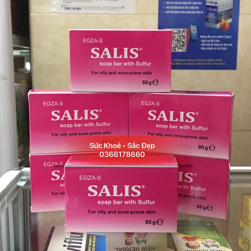 [ Hàng Nhập Khẩu ] Salis Soap Bar - Xà Bông Tắm Ngừa Mụn, Giảm Thâm, Tẩy Da Chết, Làm Sạch Giảm Nhờn Bánh 80Gr