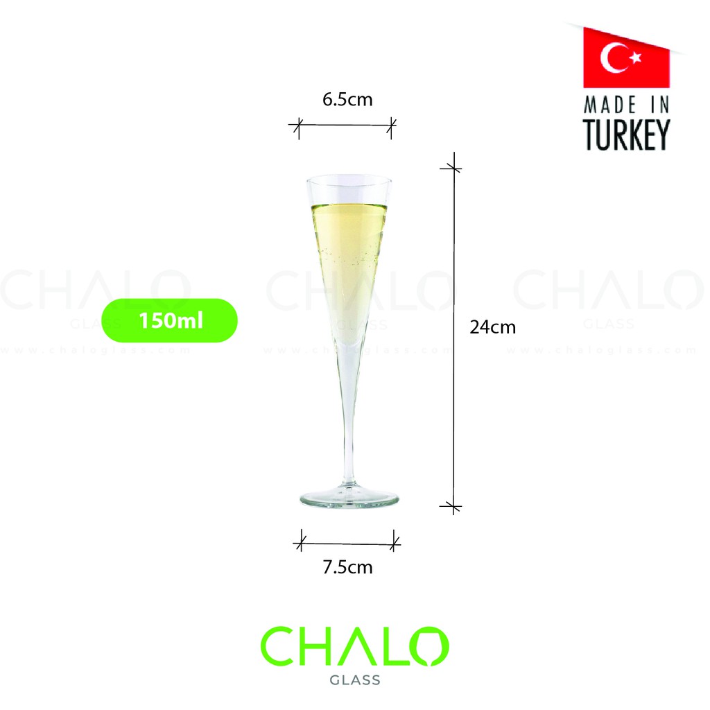 [Made in Turkey] Ly rượu sâm panh thủy tinh Pasabahce Vline - 150ml - 44305 - Bộ 06 ly
