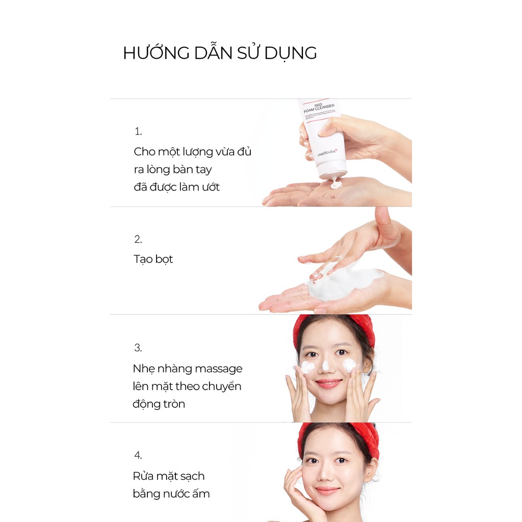 Sửa rửa mặt cho da mụn Medicube Red Foam Cleanser 120ml