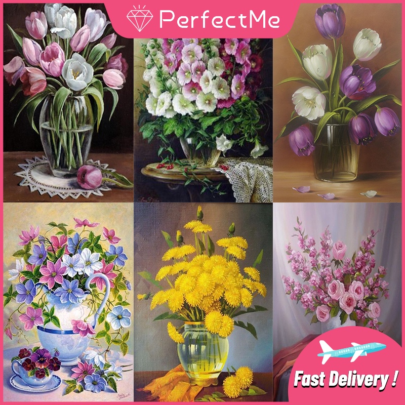 Mới Bộ Tranh Đính Đá 5D Tự Làm Hình Hoa 30x40cm Trang Trí Nhà Cửa