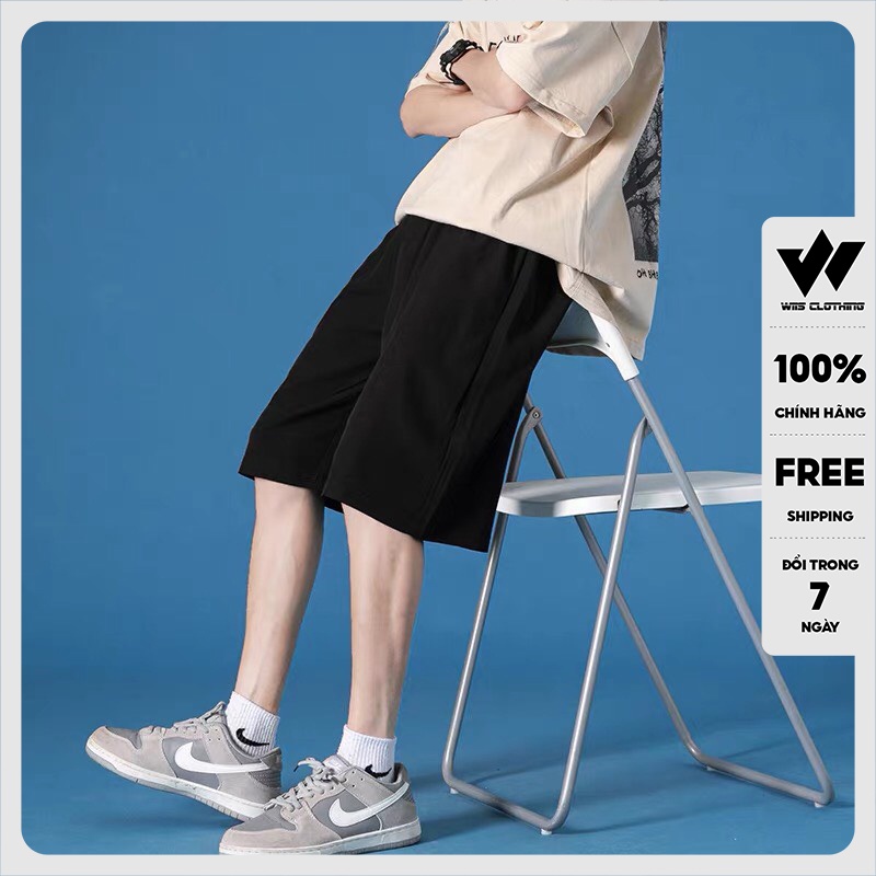 Quần short thun nam ống rộng WIIS unisex Trơn quần đùi lửng thời trang nam nữ ulzzang