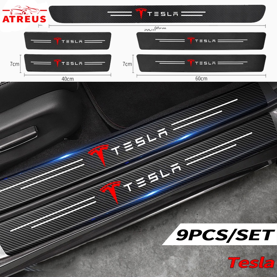 Miếng Dán Cửa Xe Hơi Tesla Model 3 Model Y Model S Model X Bằng Sợi Carbon