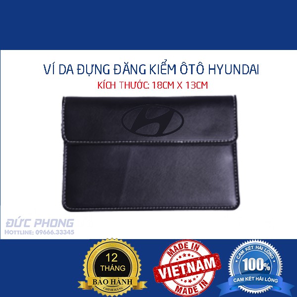 Ví da đựng đăng kiểm, giấy tờ ô tô cao cấp - Bóp đựng giấy tờ xe hơi có logo HYUNDAI Bảo Hành 12T