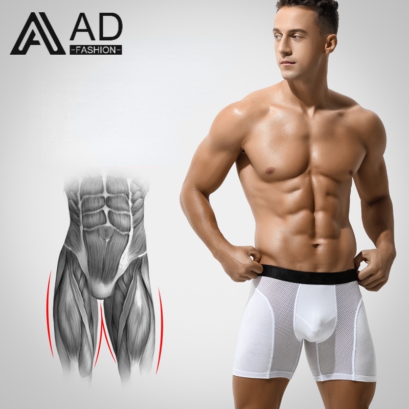 Quần lót boxer ADFASHION 256 chất liệu modal cotton phối lưới co giãn thoáng khí thoải mái có size lớn 6XL cho nam