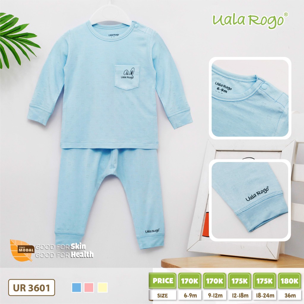 UALAROGO Bộ dài tay CV Modal trám hoa