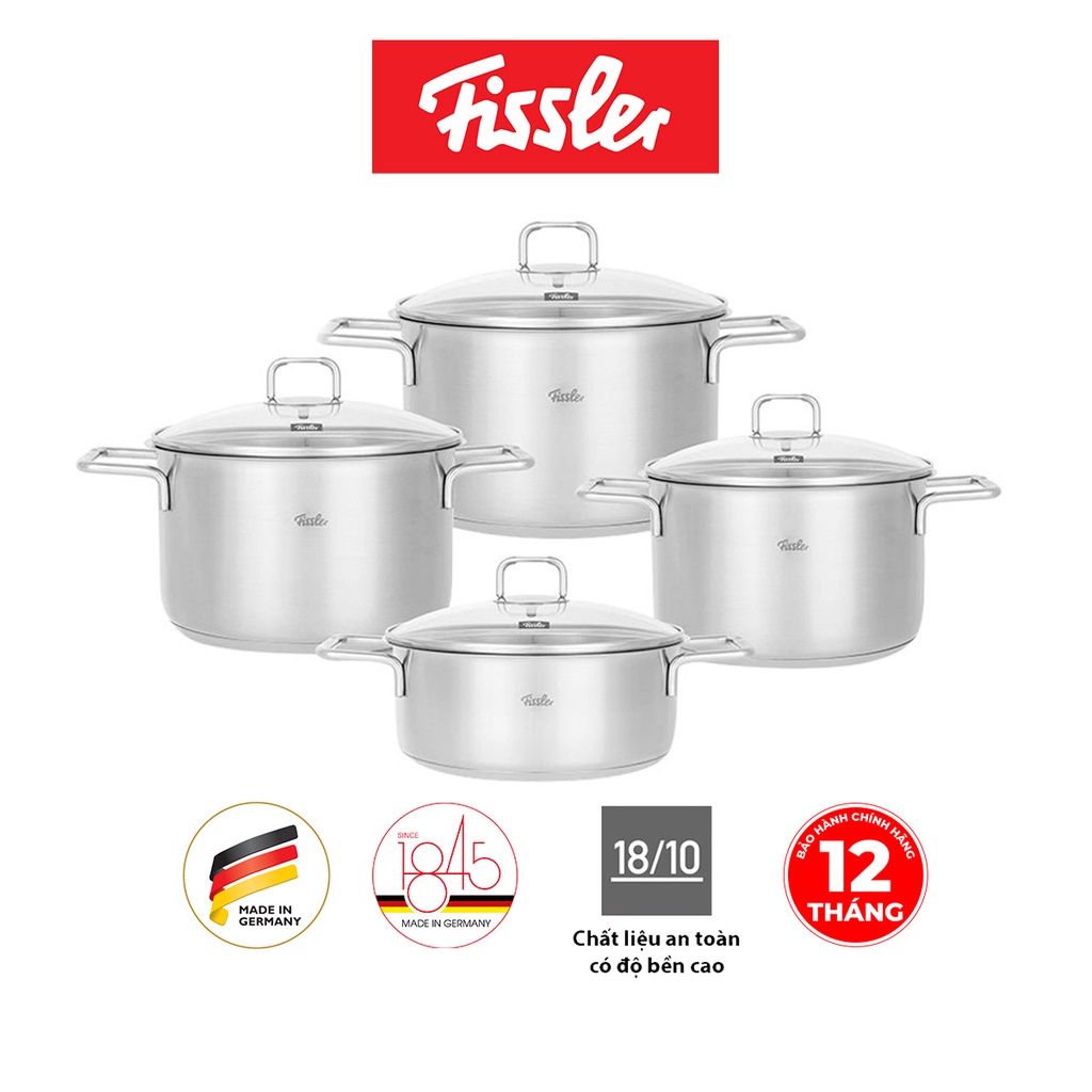 Bộ nồi inox Đức cao cấp Fissler Hamburg 4 món hàng chính hãng 100% sản xuất tại Đức