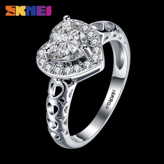 Nhẫn SKMEI mạ bạc mặt đá trái tim