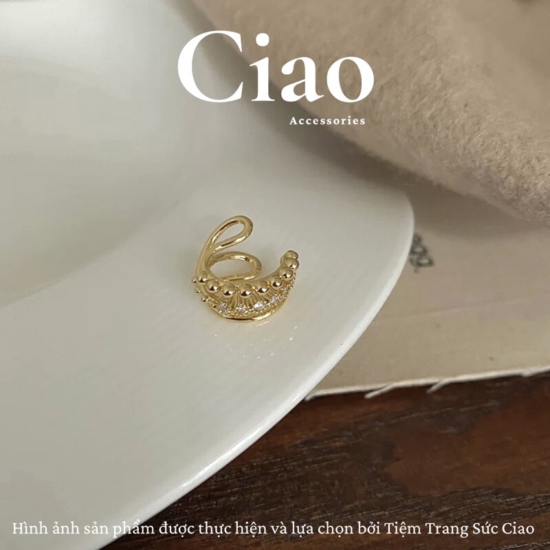 Khuyên vành tai/ Kẹp vành tai mạ bạc đính đá thiết kế mới lạ Ciao accessories
