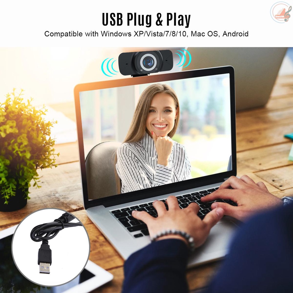 ✍H H✔Webcam máy tính 1080P HD 2 Megapixels tập trung H.264 tích hợp micro cổng USB hỗ trợ thu âm/phát trực tiếp | BigBuy360 - bigbuy360.vn