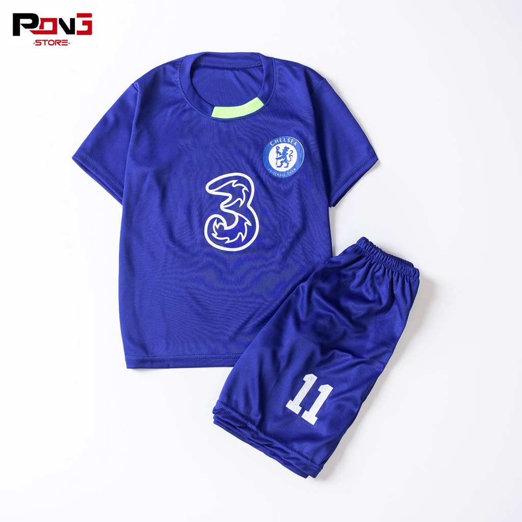 Bộ quần áo bóng đá trẻ em nam,nữ CLB Chelsea chất thun lạnh  cho các bé từ 2 đến 15 tuổi  của Pong__store