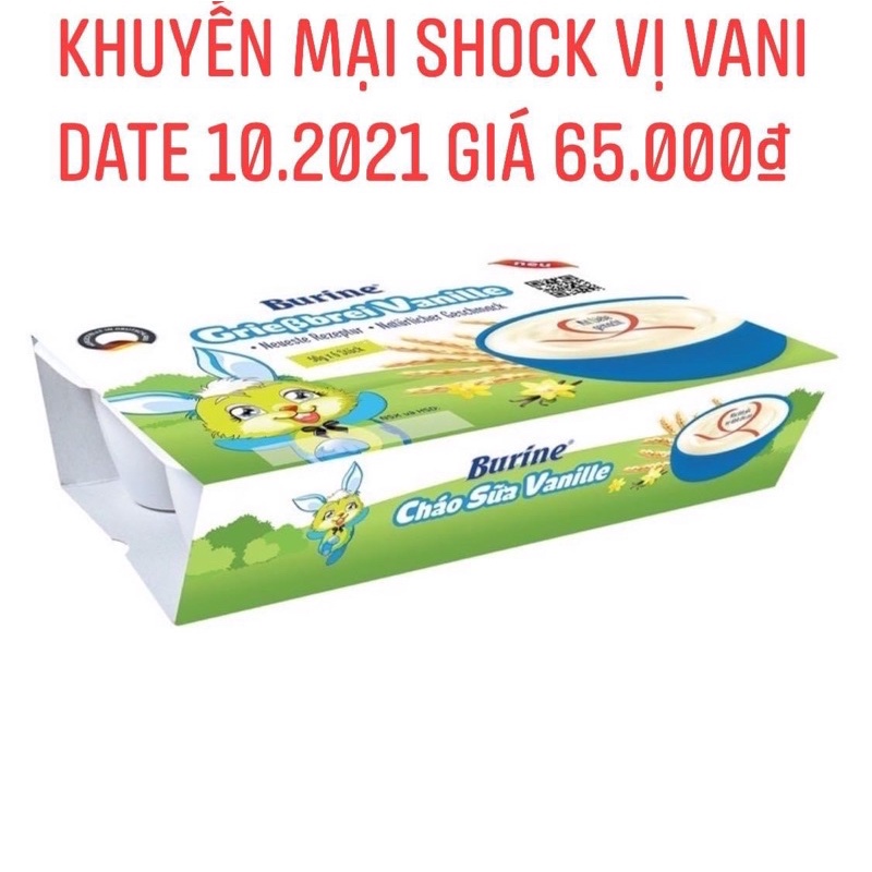 Cháo sữa và Pudding Burine dạng hũ vị vani / bích quy (Lốc 6 hộp x 50g)