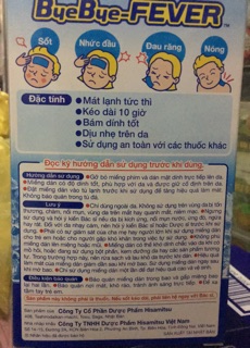 Miếng dán hạ sốt ,giảm đau Byebye-Fever Hisamitsu (Nhật Bản)