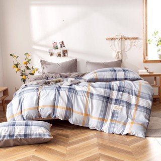 BỘ CHĂN GA GỐI COTTON TICI (CHĂN CHẦN BÔNG) CARO XANH DƯƠNG