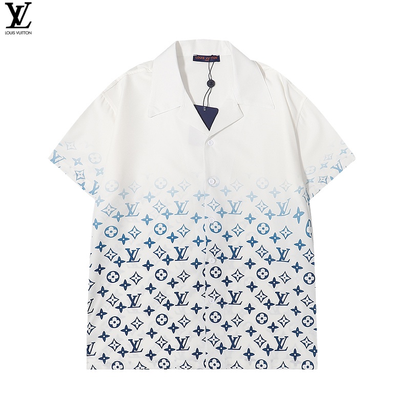 L&v Áo Sơ Mi In Biểu Tượng Cổ Điển Màu Gradient Thời Trang Giản Dị