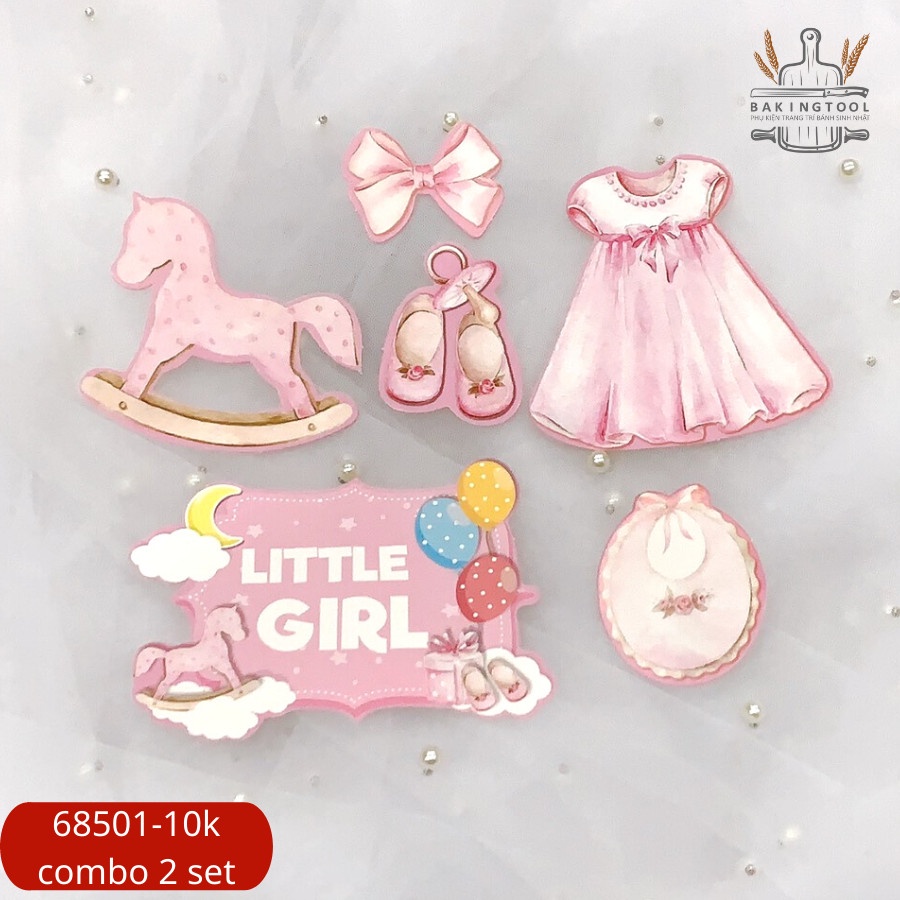 Set que giấy LITTLE GIRL váy ngựa HỒNG(combo set 2)