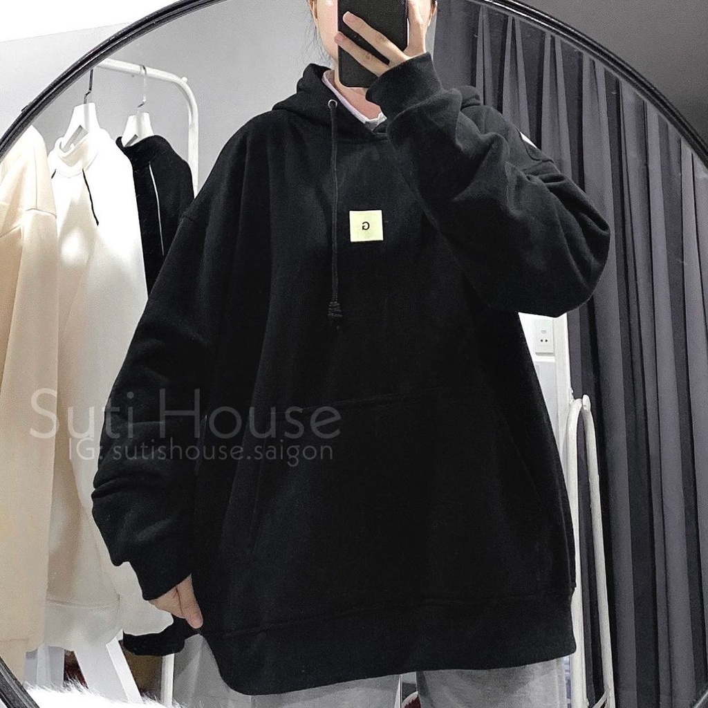 Áo Hoodie Chữ G Mee Nữ- Sweater nỉ dáng rộng tay bồng trơn 2 màu Đen|Be phong cách Hàn Quốc siêu xinh | WebRaoVat - webraovat.net.vn