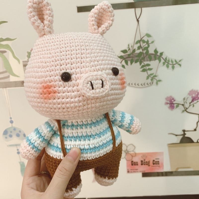 Heo chân ngắn bằng len  - quà tặng handmade - gấu bông an toàn cho bé