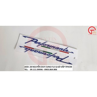 CẶP CHỮ PERFORMONTE MÀU XANH BẲNG NHỰA DẺO DÁN XE SH CHỐNG NƯỚC.
