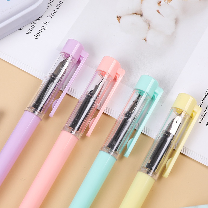 1 Bút Máy Màu Macaron Làm Từ Nhựa Với Mực Thay Thế 1pc