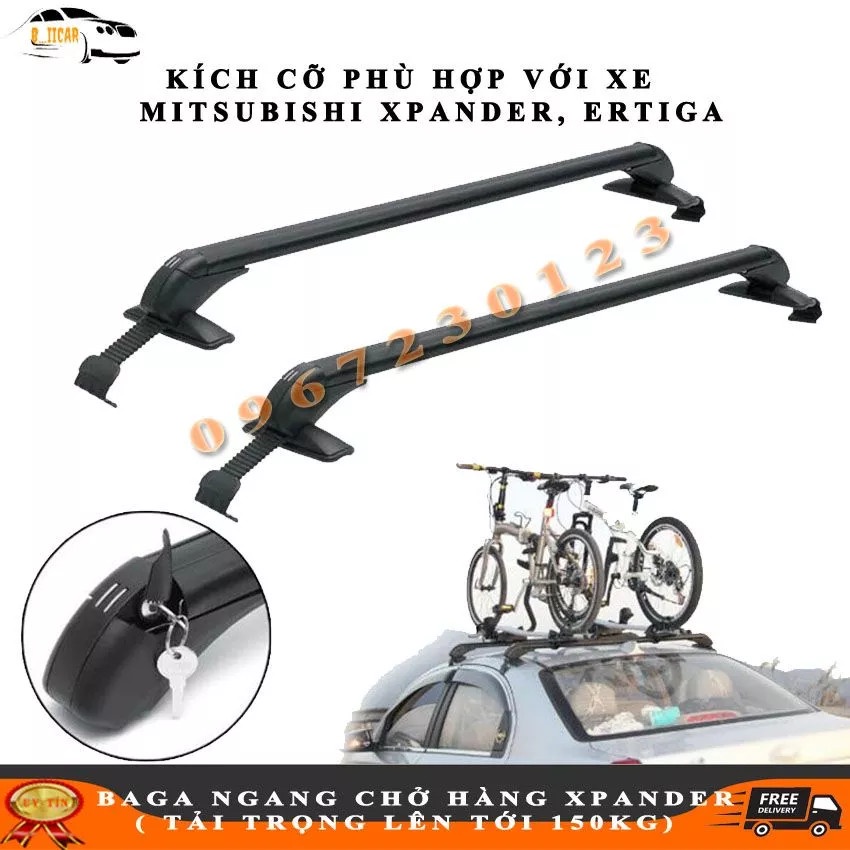 Giá nóc xe 7 chỗ MISUBISHI XPANDER thanh ngang chở hàng chất liệu hợp kim cứng nặng 4kg