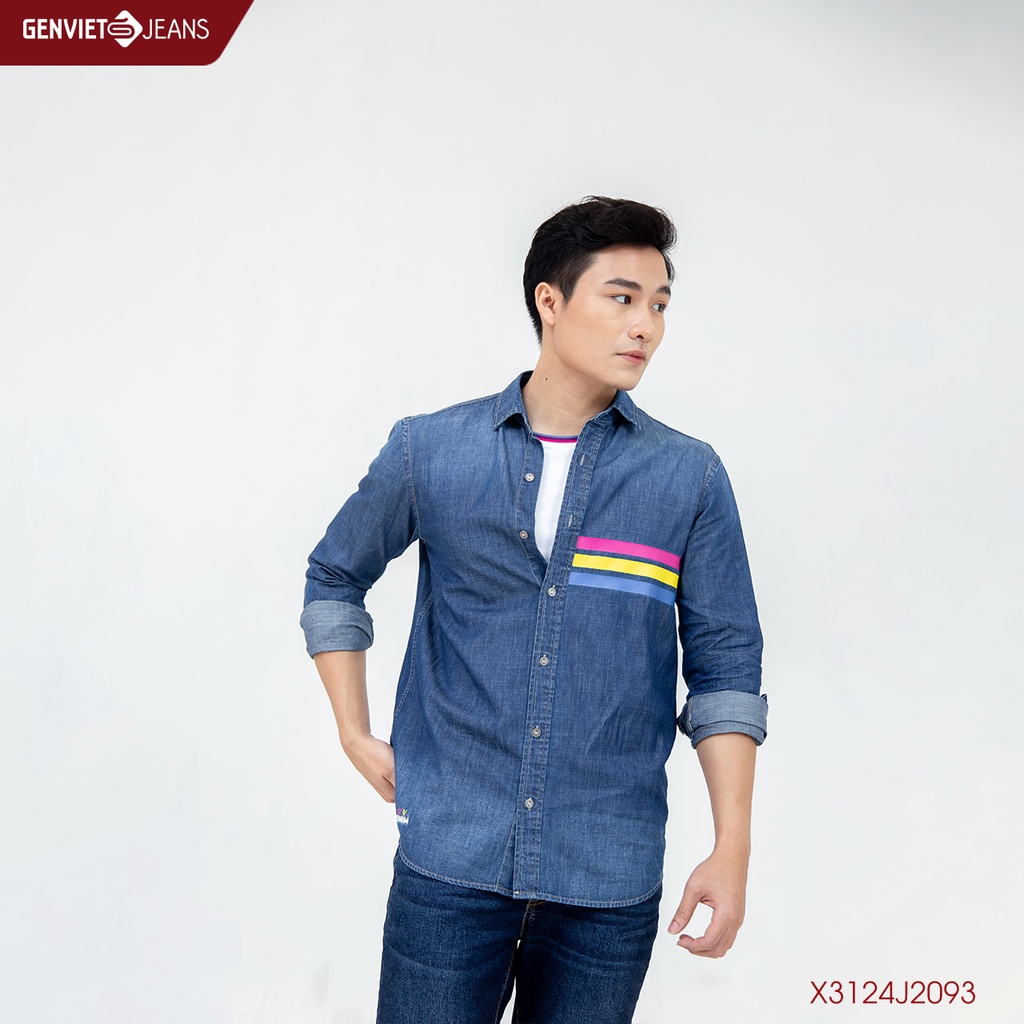 Áo Sơ Mi Jeans Dài Tay Nam Thời Trang Genviet X3124J2093