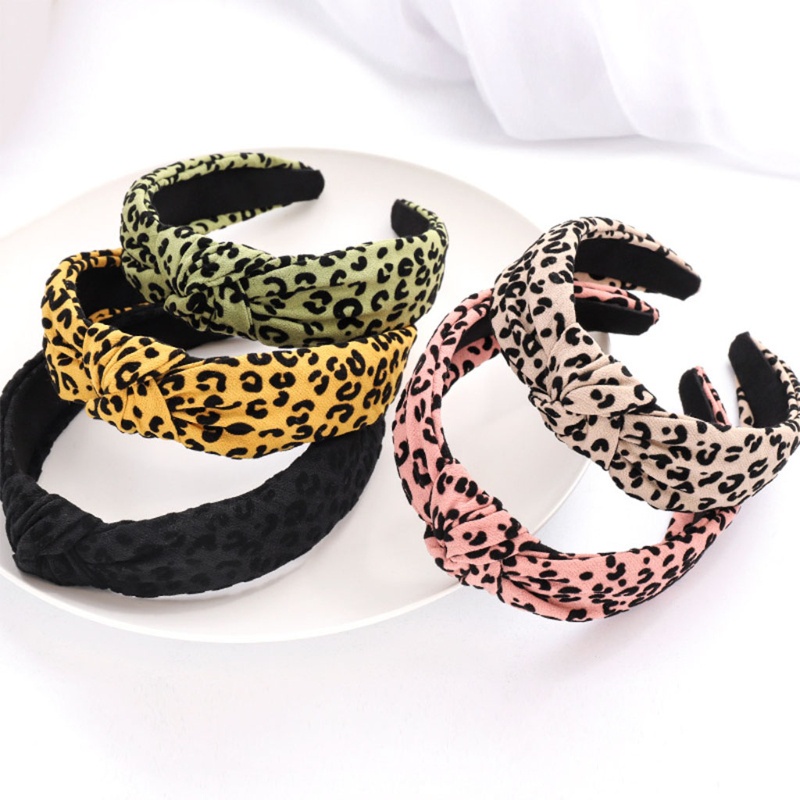 Flgo Băng Đô Thắt Nút Bản Rộng Họa Tiết Da Báo