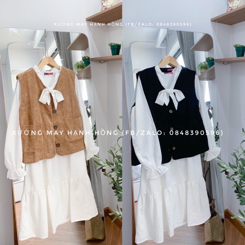 Váy trắng dài cổ nơ trắng 2 tầng, váy babydoll trắng | BigBuy360 - bigbuy360.vn