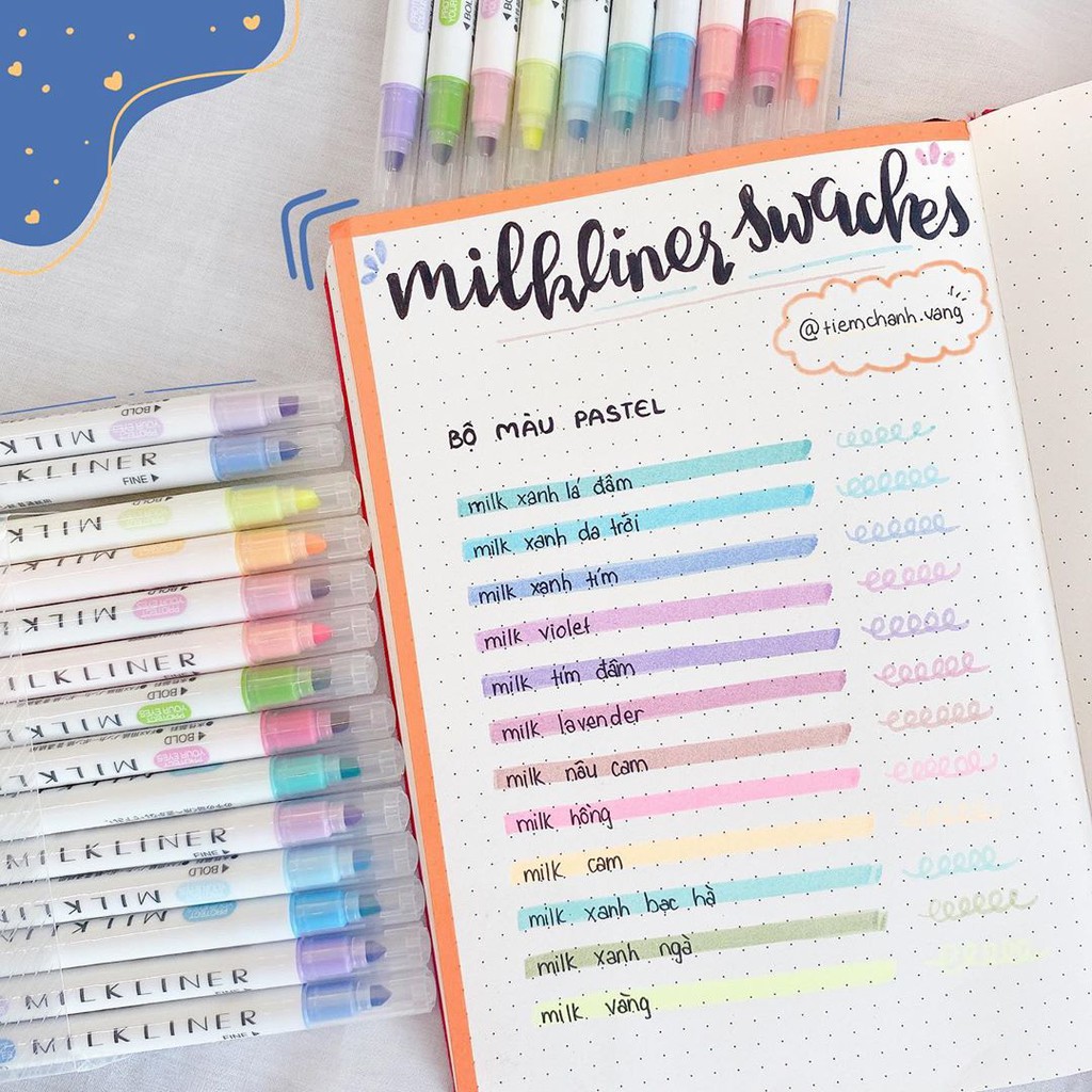 Bút Highlight bút dạ quang 12 cây Houkai bản dupe hoàn hảo Zebra Mildliner trang trí sổ tay Bullet journal