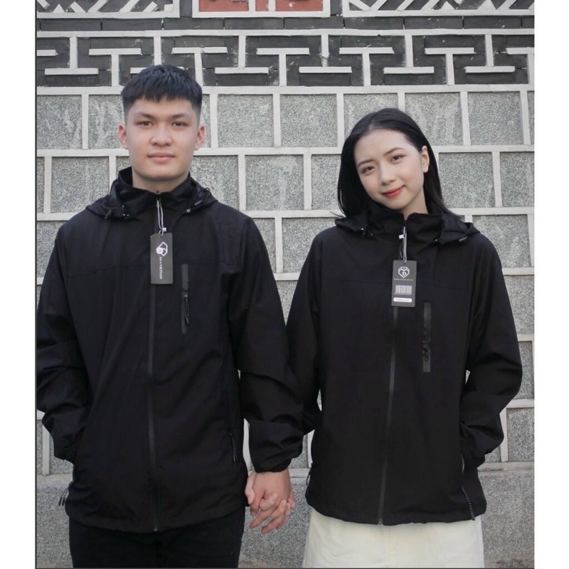 Áo khoác gió hai lớp dày dặn màu Đen