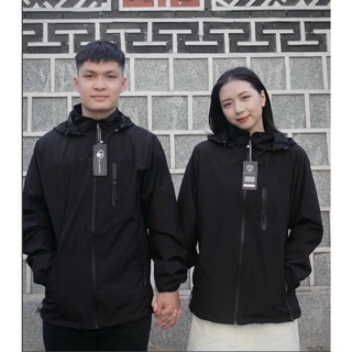 Áo khoác gió hai lớp dày dặn màu Đen