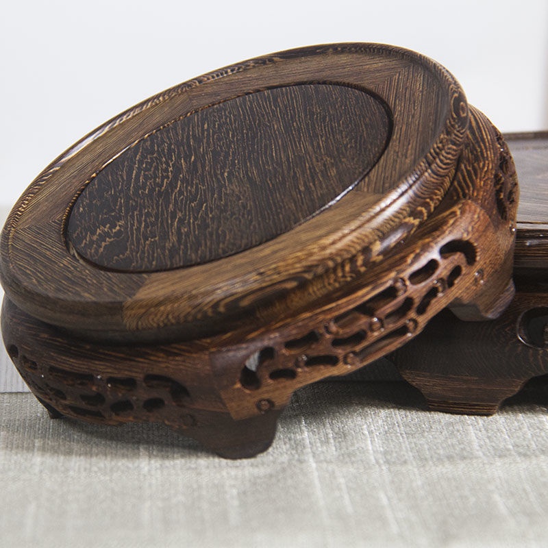 ❂Mahogany Wenge Đồ trang trí tròn bằng gỗ Cơ sở chạm khắc Thủ công mỹ nghệ Phật hoa Bonsai Bể cá Kistler Cơ sở hỗ trợ bằ