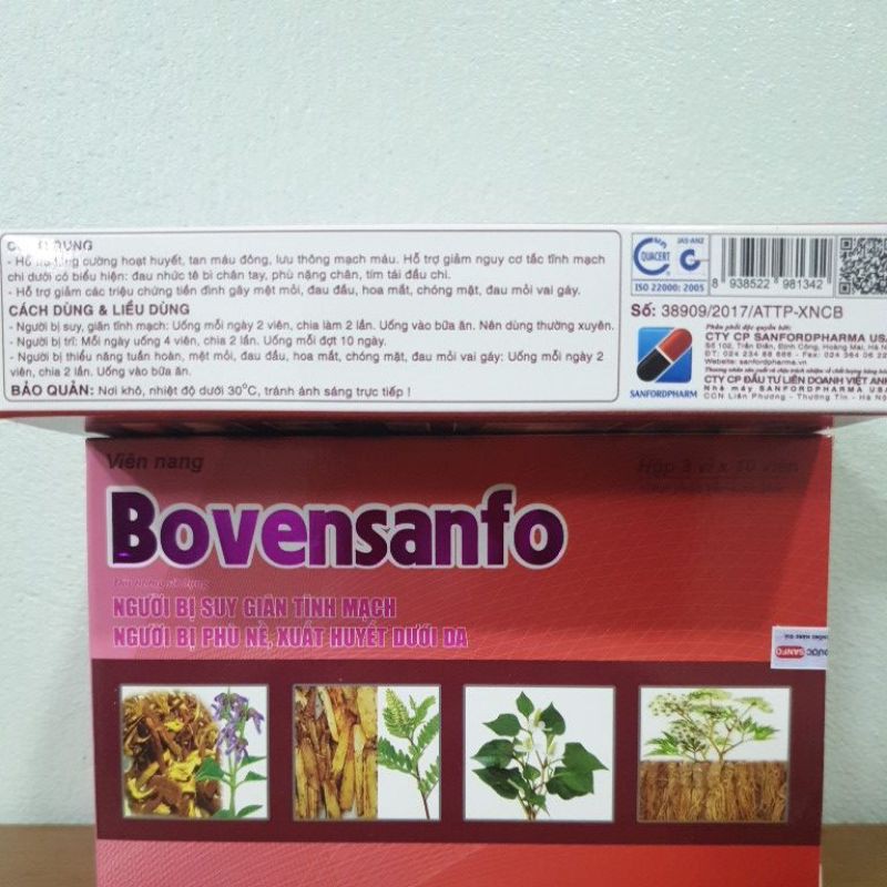 Bovensanfo- Hỗ trợ điều trị suy giãn tĩnh mạch, chuột rút, tê chân tay