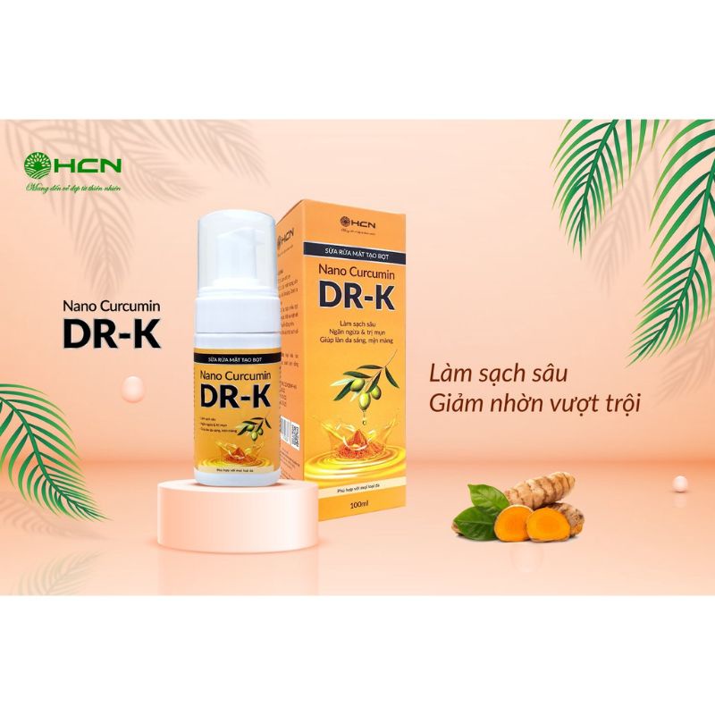 Sữa rửa mặt tạo bọt Nghệ Nano Curcumin Dr.K 100ml sáng da ngừa mụn mờ thâm