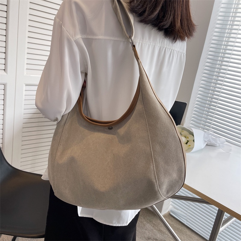 Túi Xách Vải canvas Màu Trơn Sức Chứa Lớn Thời Trang Cho Nữ