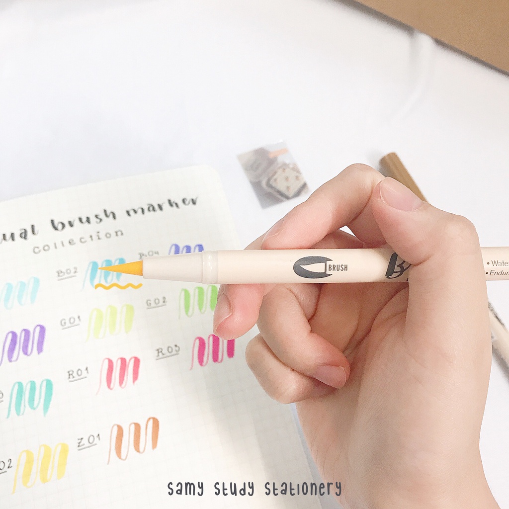 LẺ BÚT BRUSH DUAL MARKER HAI ĐẦU VIẾT CALLIGRAPHY GIÁ RẺ TRANG TRÍ SỔ TAY BULLET JOURNAL TAKE NOTE PLANNER