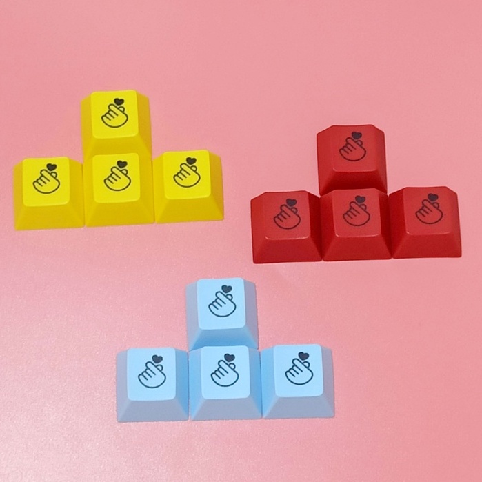 Bộ 4 Nút Bàn Phím PBT r1 Hình Trái Tim Mũi Tên Dễ Thương