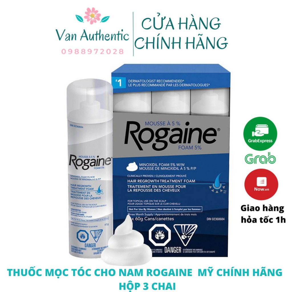 [Mã 253FMCGSALE giảm 8% đơn 500K] Kem mọc tóc Rogaine Minoxidil 5% Foam cho Nam (bộ 3 chai 60ml *3)