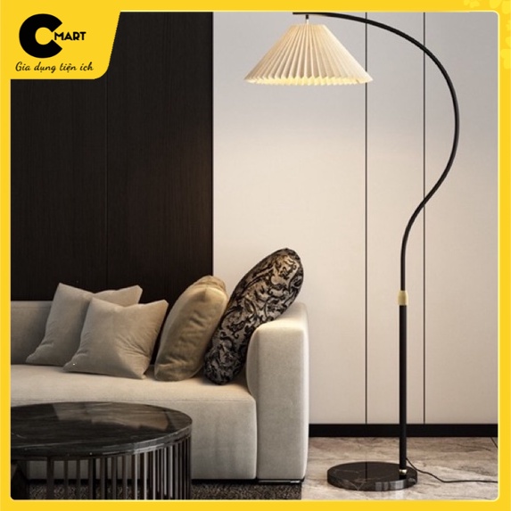 Đèn Sàn Dáng Cong Xếp ly Cao Cấp Sơn Tĩnh Điện Phong Cách Châu Âu Sang Trọng &amp; Hiện Đại [CMART_GIA DỤNG TIỆN ÍCH]