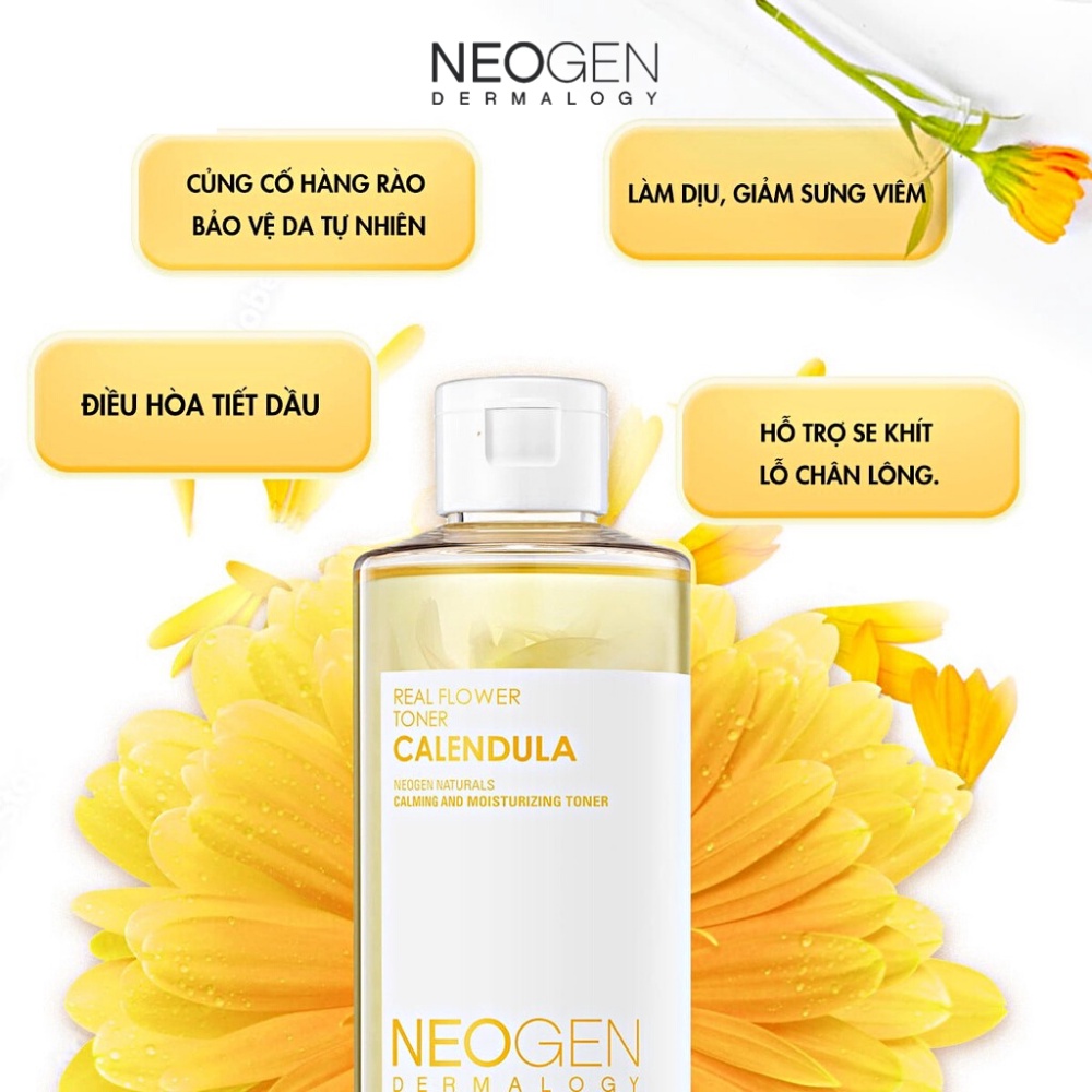 Nước Hoa Hồng Toner Hoa Cúc Cân Bằng Làm Dịu Da, Cấp Ẩm Cho Da Mụn Neogen Calendula 300ml